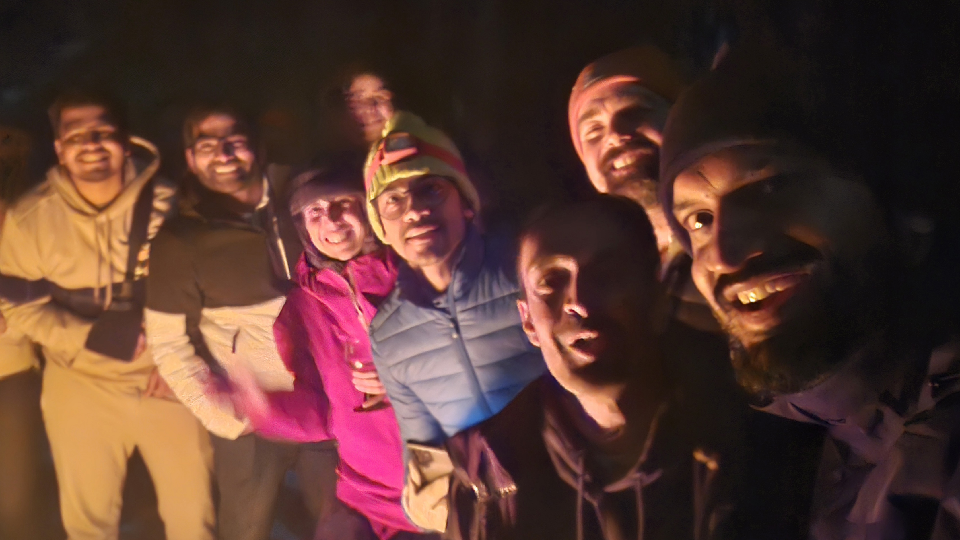 New Year's celebration around a fire